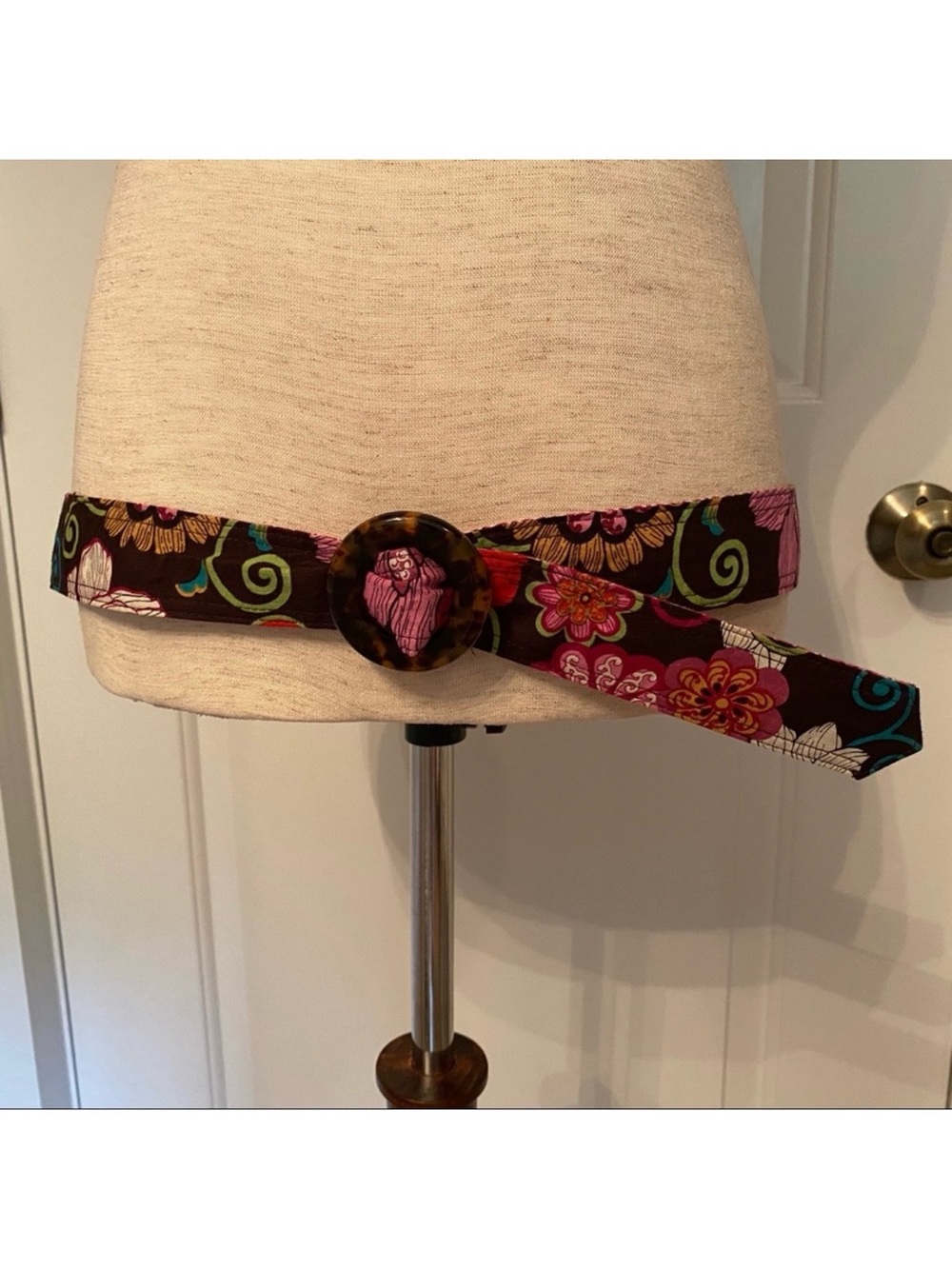 VERA BRADLEY BELT REVERSIBLE BROWN FLORAL RED FABRIC OS ONE SIZE